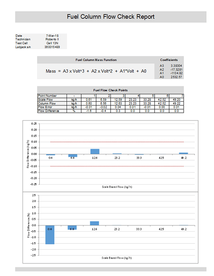 Fuel column flow check report example